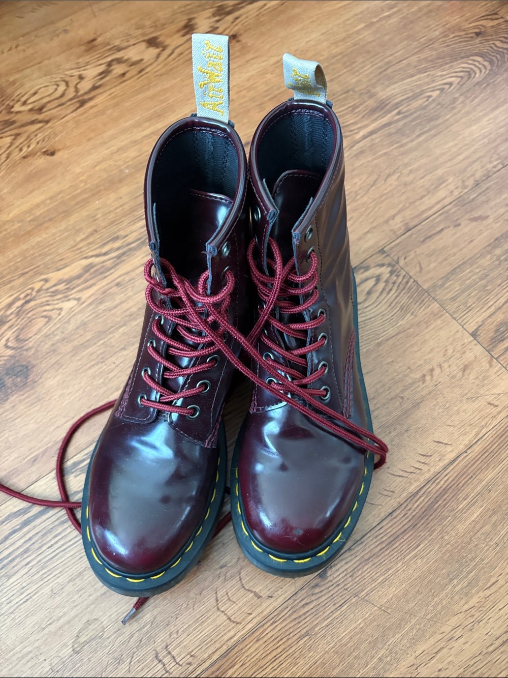 Dr. Martens Burgundy Lace-Up Leather Boots